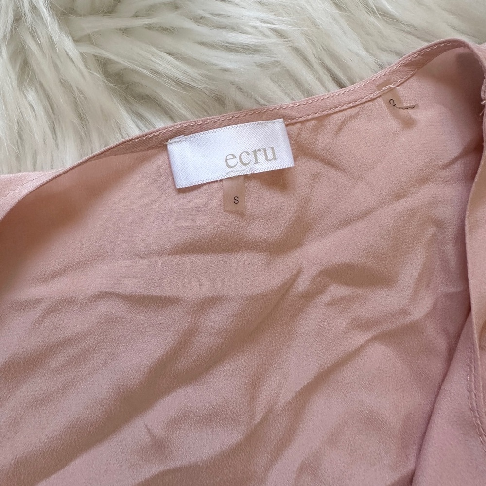 Ecru Blush Pink V-Neck Blouse - Picture 3 of 4